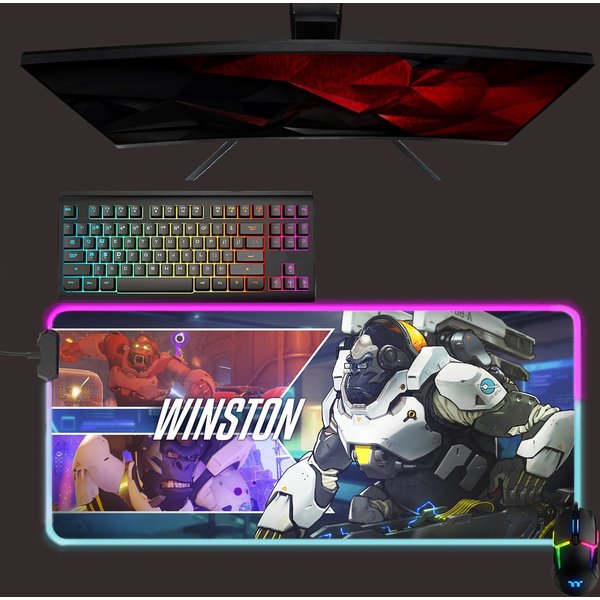 Overwatch Led Mouse Mat, Winston Rgb Mouse Pad, Gaming Mouse Pad, Gift For Gamer-image