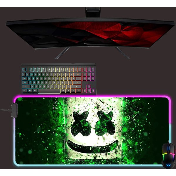 Marshmello Led Mouse Mat, Rgb Mouse Pad, Gaming Mouse Pad, Desk Mat, Gift For Gamer-image