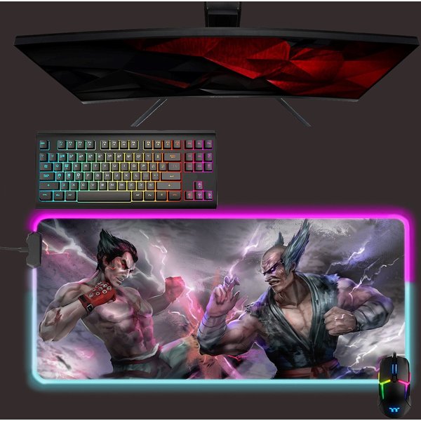 Tekken Led Mouse Mat, Kazuya Mishima Heihachi Mishima Rgb Mouse Pad, Gaming Mouse Pad-image