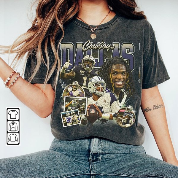 Vintage Dallas Dak Prescott Ceedee Lamb Football Shirt, Football Shirt Christmas Gift-image