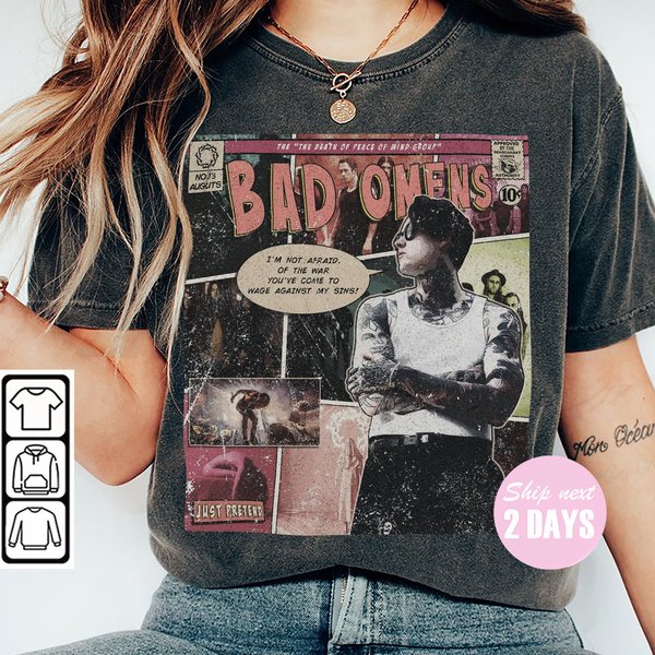 Bad Omens Comic Shirt, 90S Vintage Merch Book Art The Death-image