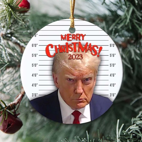 Trump Mugshot Christmas 2023 Ornament-image