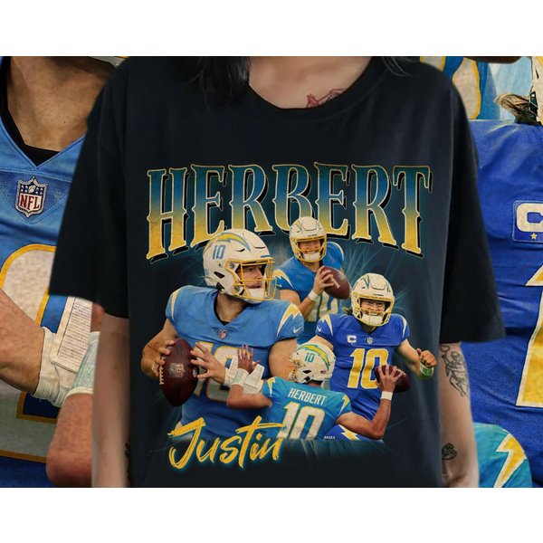 Justin Herbert T-Shirt, Justin Herbert Bootleg Shirt, American Football Player Tee-image
