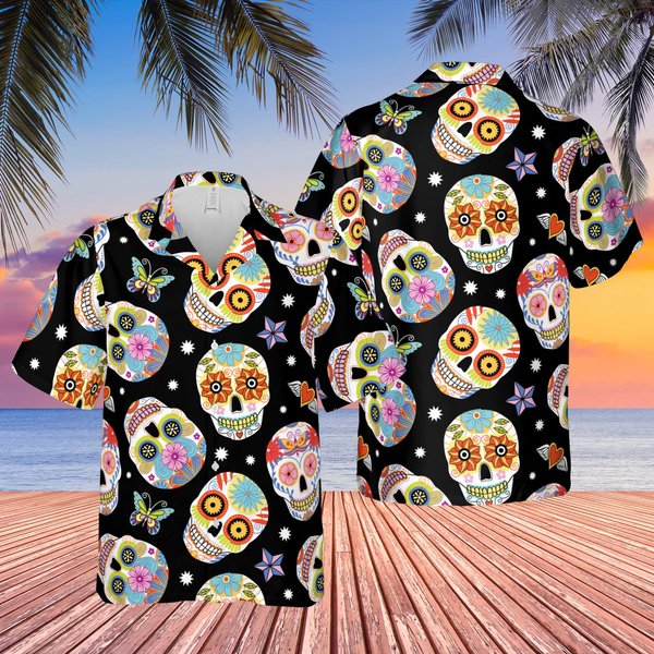 Skull Flower Hawaiian Shirt-image