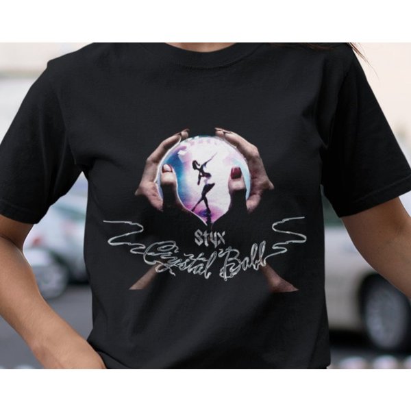 Styx Crystal Ball Album Cover Art Men's T Shirt Rock Band Concert Tour Merch-image