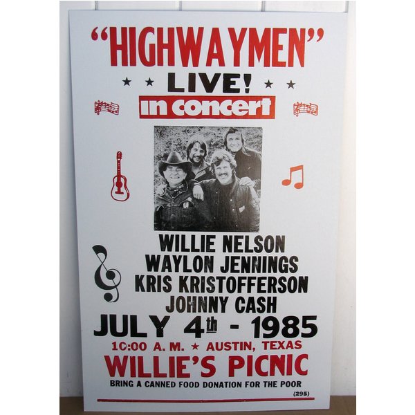 Vintage Highwaymen Concert Poster, 1985 Tour Austin Texas Cash Nelson Premium Matte Vertical Posters-image