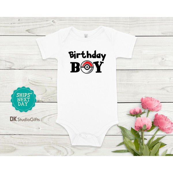 Birthday Boy. Pokemon, Poke Ball Inspired Baby Onesie-image