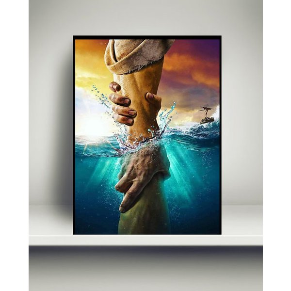 Jesus Hand Sea Poster