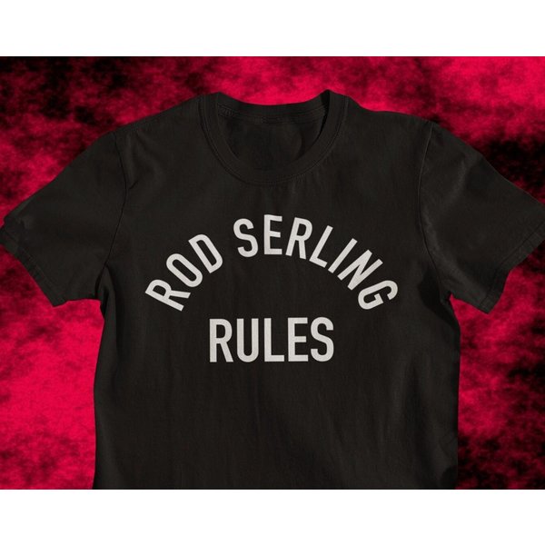 Rod Serling Rules Twilight Zone Black & White Tee-image