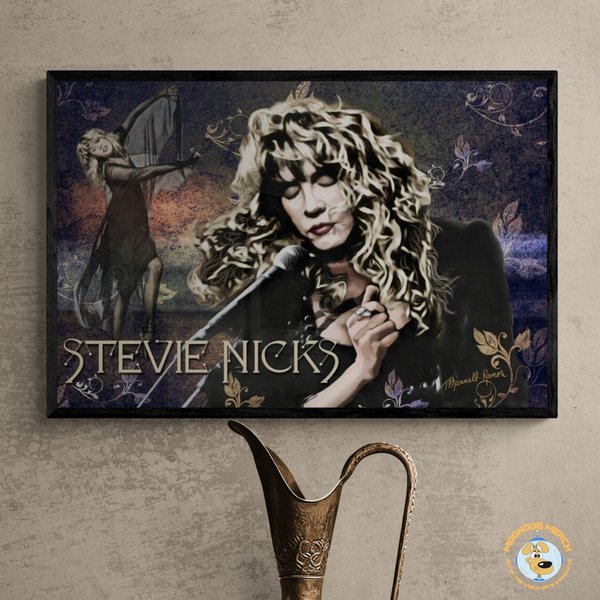 Stevie Nicks Poster Print, Fleetwood Mac Portrait, Rock Band Wall Art-image