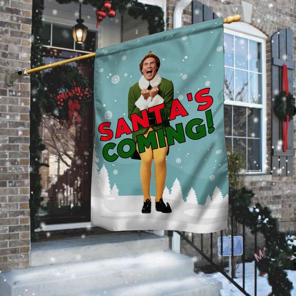 Elf In Christmas Welcome House Flag-image