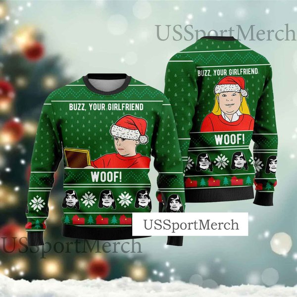 Buzz Your Girlfriend Ugly Sweater 3D, Funny Home Kevin Parody Xmas Movies Party Gift-image