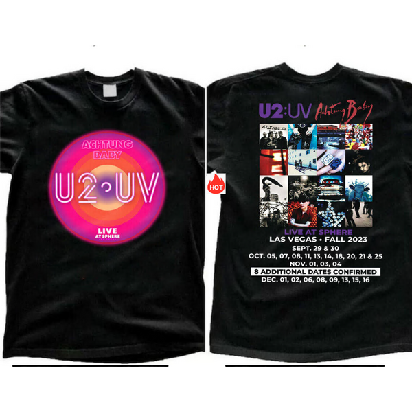 U2 Sphere 2023 Tour T-Shirt Ultraviolet Vegas Las Shirt-image