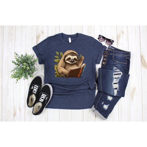 Funny Sloth T-Shirt, Book Lover Tee, Cute Librarian Shirt, Sloth Lover Shirt-image