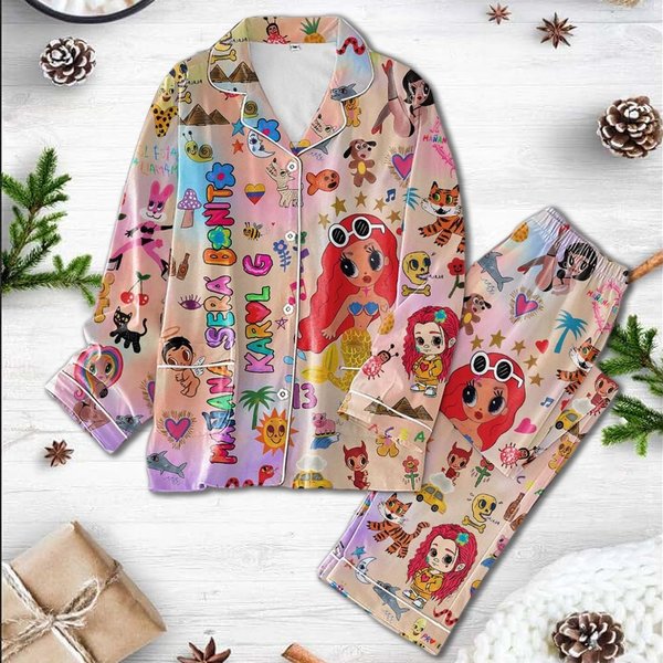 Christmas Karol G Maana Ser Bonito Pajamas Set, Bichota Pajama Set-image