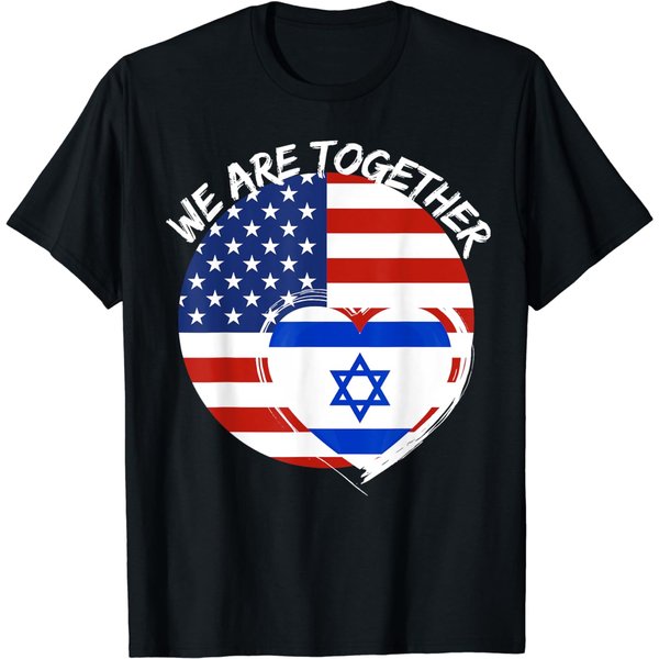 Support Israel America Stand Together Patriotic Usa Flag T-Shirt-image