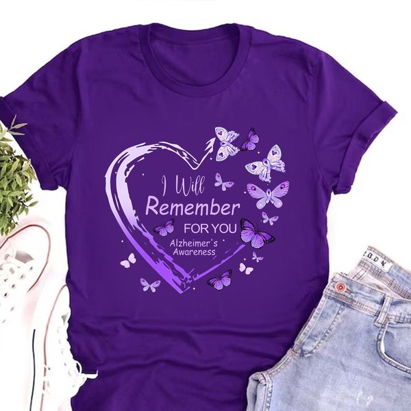 I Will Remember For You Butterfly Shirt, Alzheimer's Awareness Shirt-image