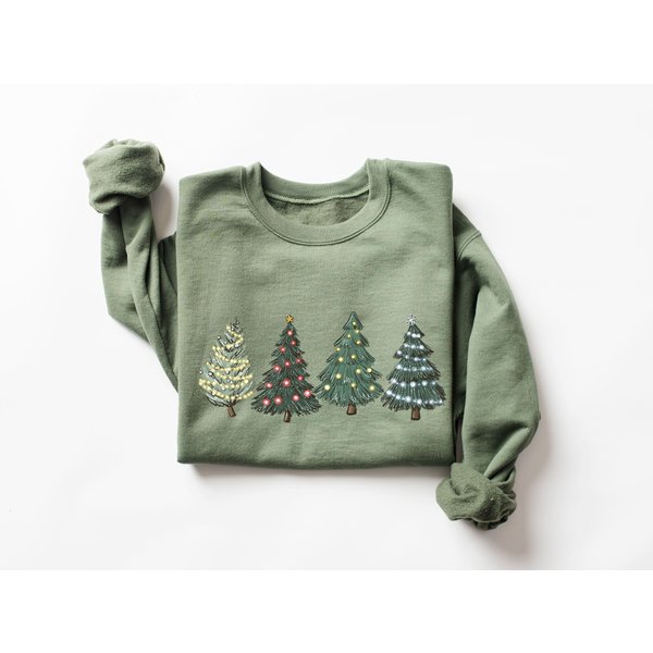 Green Christmas Tree Sweatshirt For Holiday Cheer-image