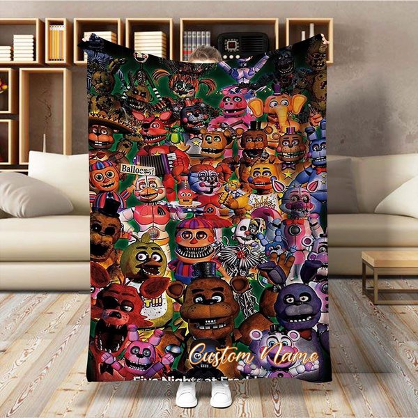 Christmas Five Nights Freddy Fnaf Blanket Custom Name Blanket-image