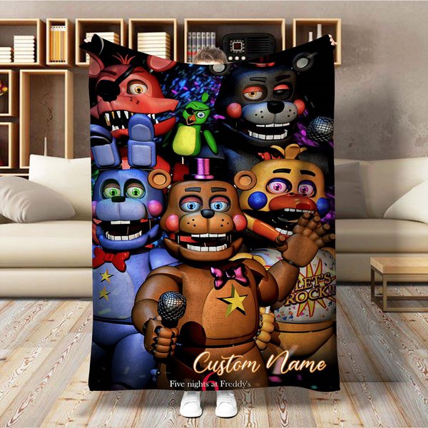 Christmas Five Nights Freddy Fnaf Blanket Custom Name Blanket-image