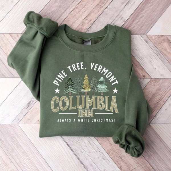 Columbia Inn Pine Tree Vermont Sweatshirt, Americas Snow Playground Shirt-image