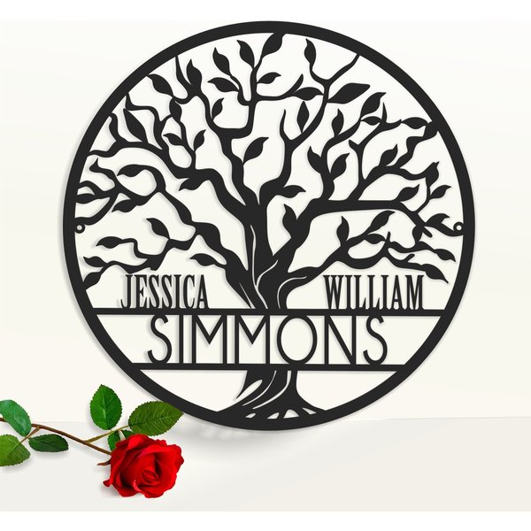 Personalized Tree Of Life Metal Sign Custom Family Last Name Wedding Gift-image