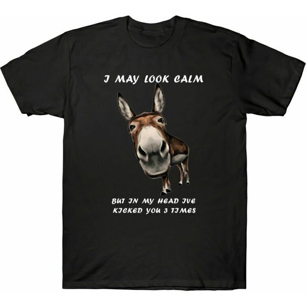 Kicked Donkey You But My I Calm Look Funny Times May Ive T-Shirt In Head 3 Men's-image