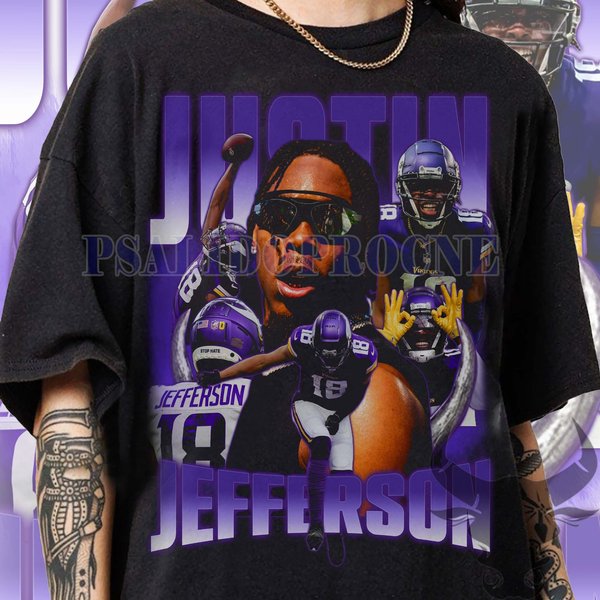 Vintage 90S Graphic Style Justin Jefferson T-Shirt, Justin Jefferson Vintage Oversized Tee American Football Gift For Women And Man-image