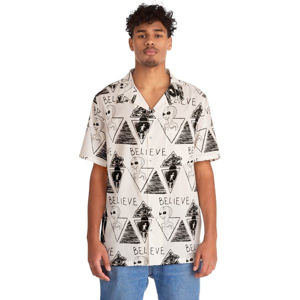 Alien Ufo Believe Men's Hawaiian Shirt-image