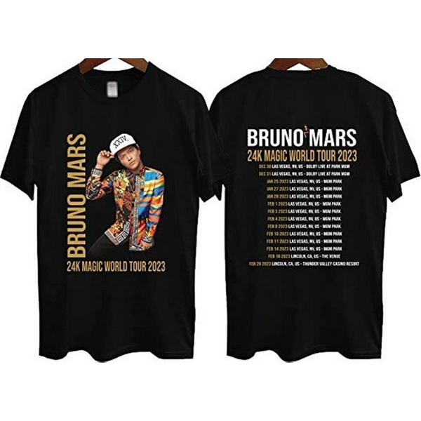 Bruno Mars World Tour 2023 Merch, Bruno Mars , Las Vegas T-Shirt-image