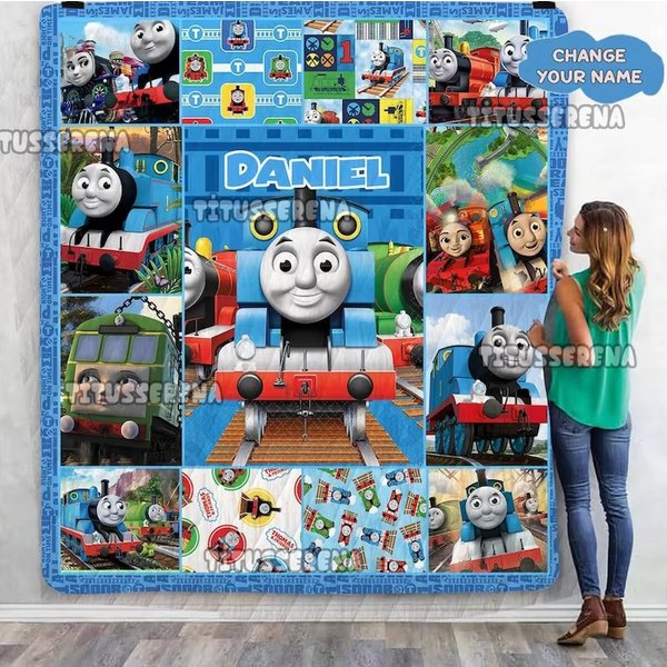 Thomas And Friends Blanket, Personalized Thomas The Train Fleece Blanket-image
