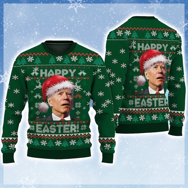 Santa President Merry 4Th Of Easter Ugly Sweater, Happy Easter Ugly Xmas Shirt-image
