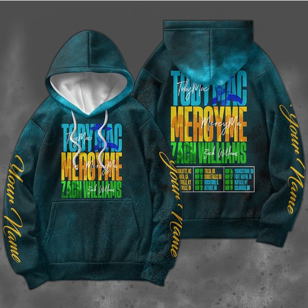 Custom Name Tobymac Mercyme And Zach Williams Tour Music 3D Hoodie-image