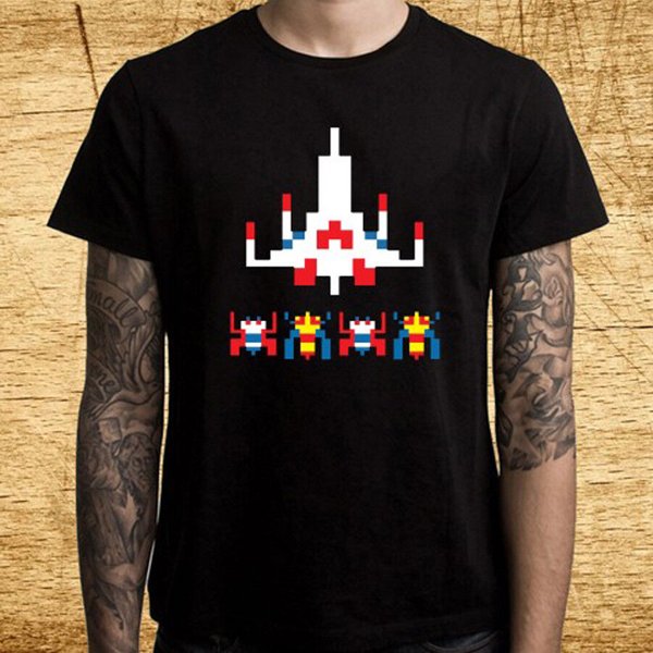 Galaga Arcade Games Logo Men's Black T-Shirt Size S - 5Xl-image