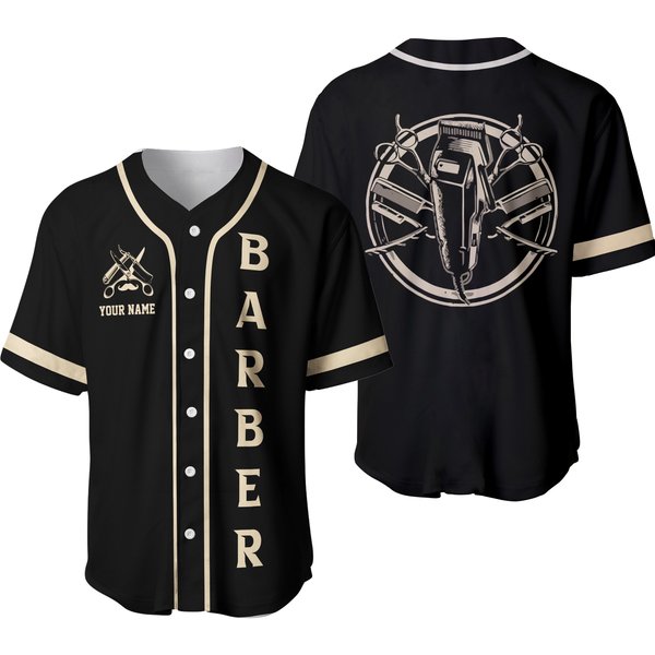 Personalized Barber Shop Hairdresser Baseball Jersey-image