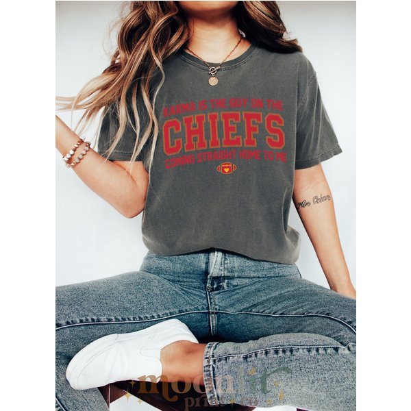 Karma Is The Guy On The Chiefs Game Day Tee Football-image
