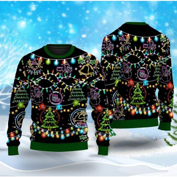 Christmas Bright Neon Lighting Ugly Christmas Sweater, Ugly Sweater 2023
