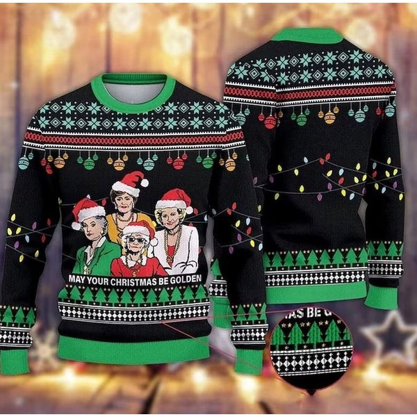 Be Golden Knitted Ugly Christmas Sweater, Stay Golden Sweater-image