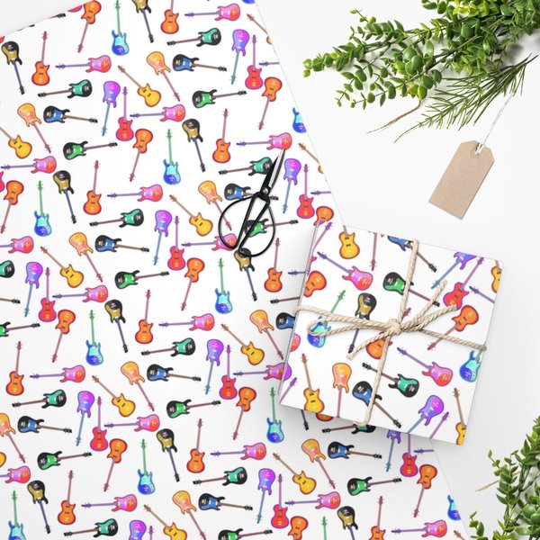 Guitars Music Wrapping Paper, Sustainably Sourced, Party Supplies, Anniversary Birthday Gift Wrap