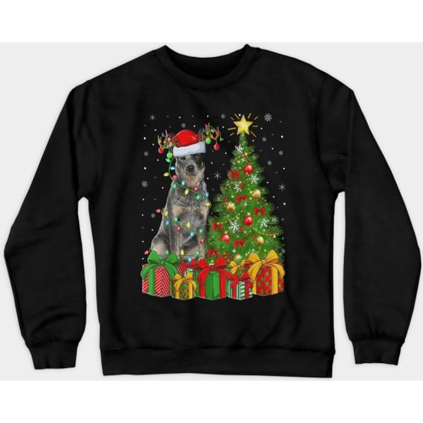 Santa Blue Heeler Lighting Xmas Tree Sweatshirt-image