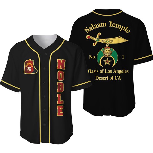Customize Your Temple Name Black Oasis Noble Shriners Baseball Jersey-image
