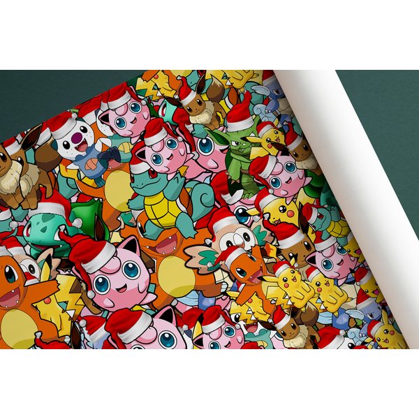 Poket Mons Christmas Wrapping Paper- Wrapping Paper- Poket Mons Christmas Gift Wrap-image