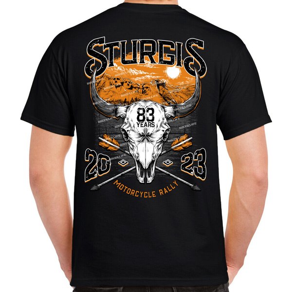 2023 Sturgis Motorcycle Rally Rushmore Bison Skull Native T-Shirt-image