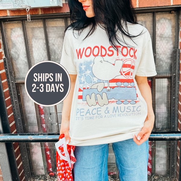 Woodstock Tee, Woodstock Music Festival Tee, Woodstock 1969, Graphic Tee For Women-image