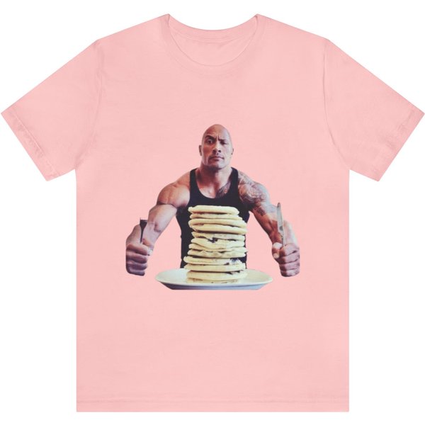 Dwayne The Rock Johnson Eats Pancakes Meme - Funny Shirts, Parody Tees, The Rock-image