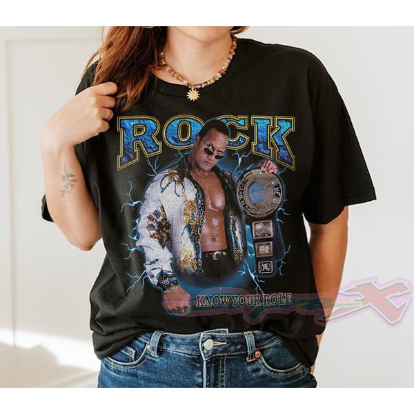 The Rock Vintage Style Shirt, Dwayne Johnson Tee Tops Short Sleeve, Dwayne Johnson Vintage Shirt-image