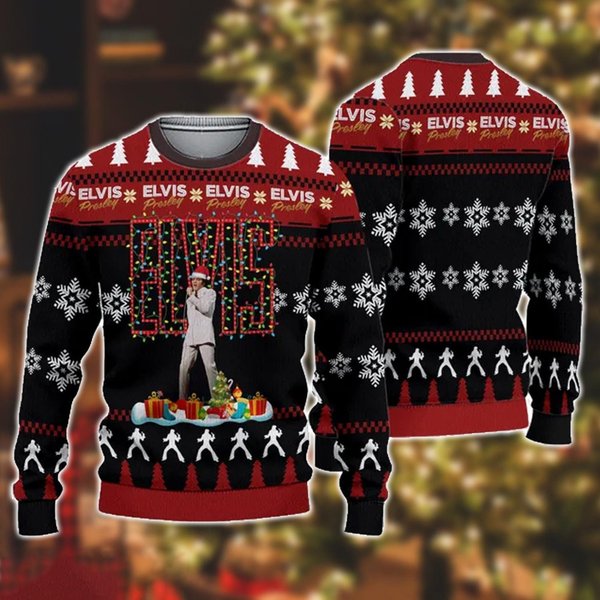 Elvis Presley Ugly Sweater, King Of Rock And Roll Shirt, Elvis Christmas Shirt-image
