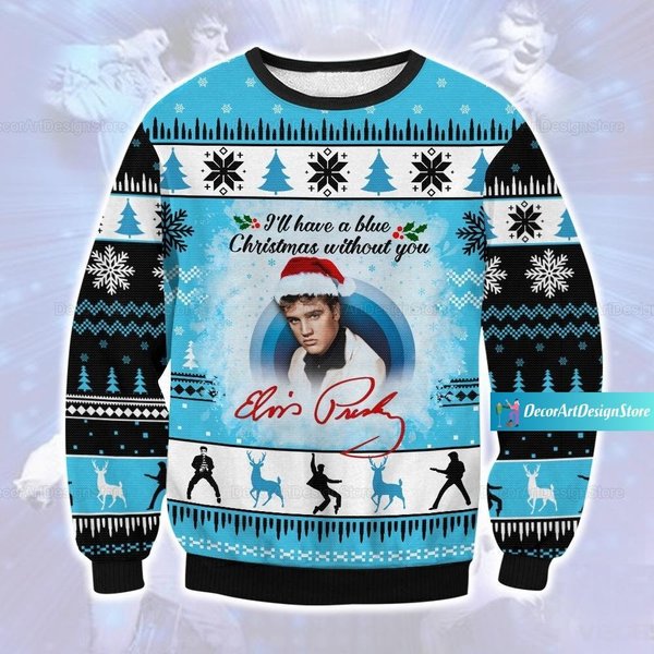 Christmas Elvis Presley Sweater, Elvis Presley Ugly Sweater, Elvis King Holiday Sweater-image