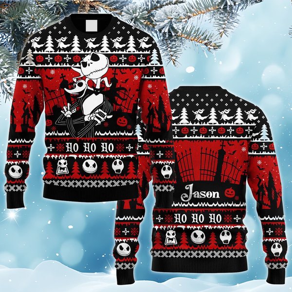 Personalized Jack And Zero Nightmare Before Christmas Ugly Sweater-image