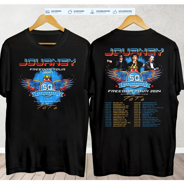 Journey 2024 Tour Freedom T-Shirt Toto Concert S-3Xl Gift Shirt Fans Music Band-image